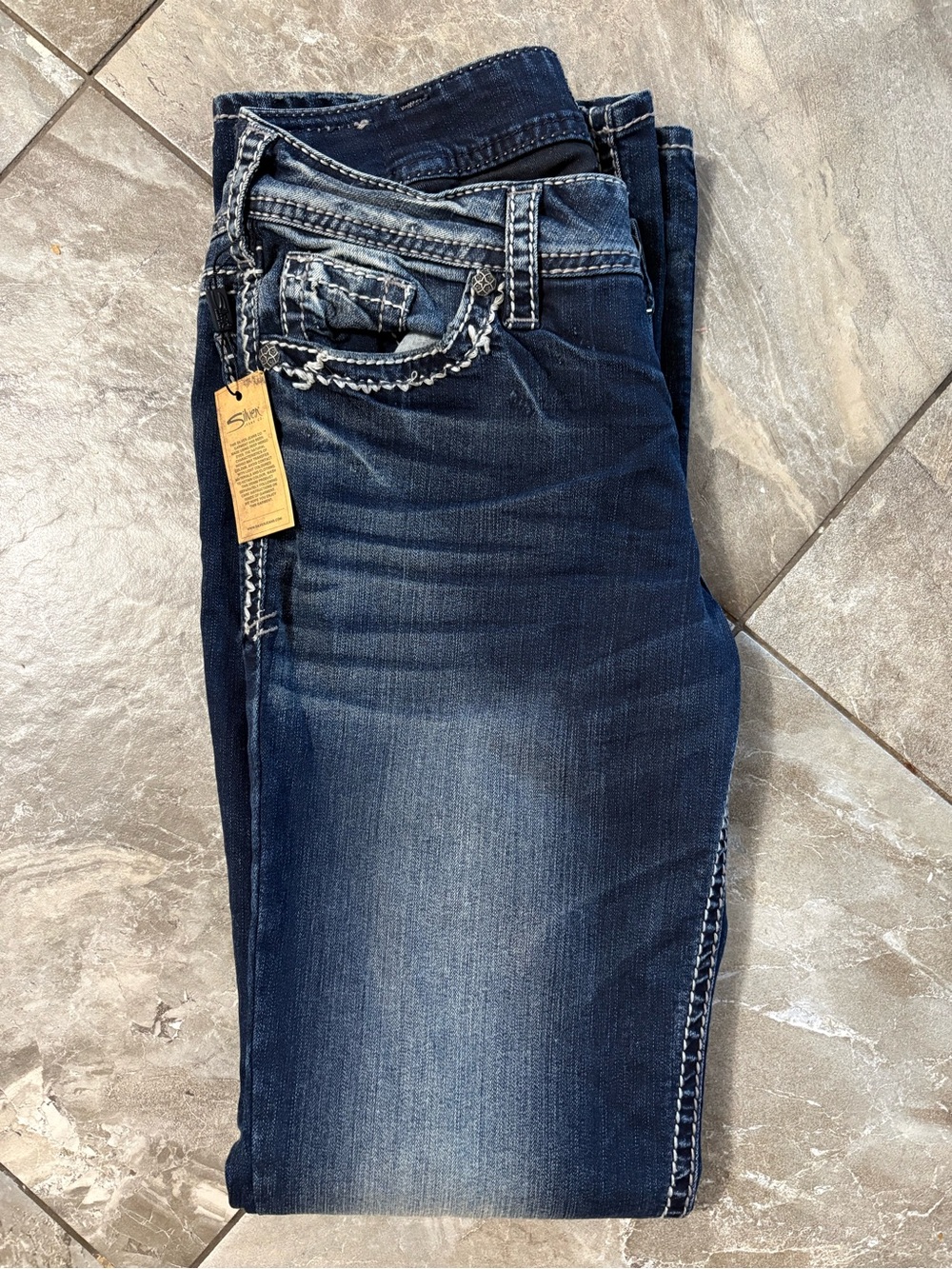 NWY Silver Jeans Dark Blue Suki Mid Boot Jeans